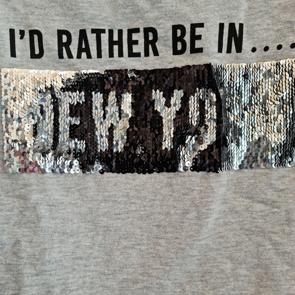 MNY Performance Sweat Shirt size S, grey with sequins that flip, NY/LA, NWoT - Picture 3 of 5
